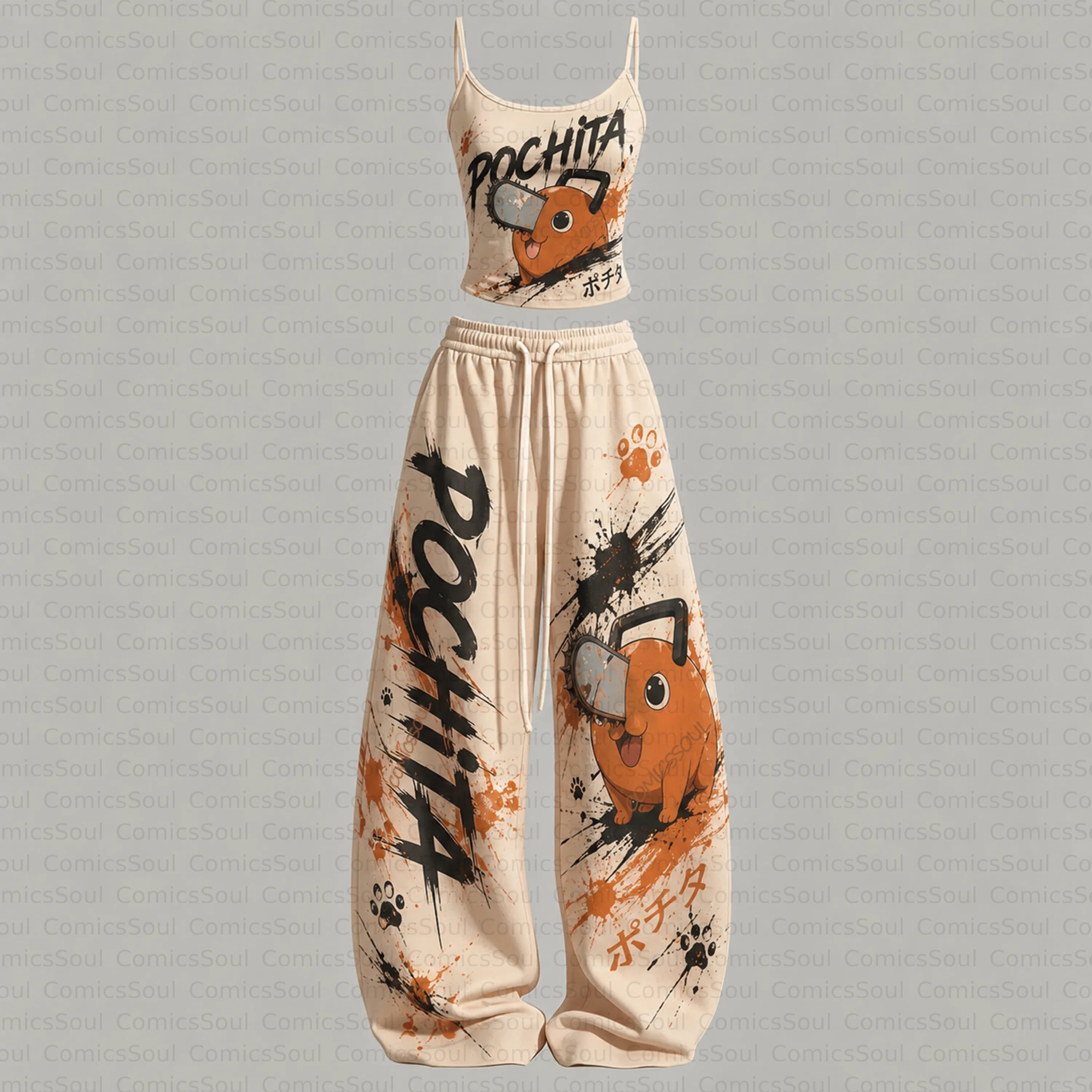 Chainsaw Man Top & Elasticated Trousers Two-Piece Set