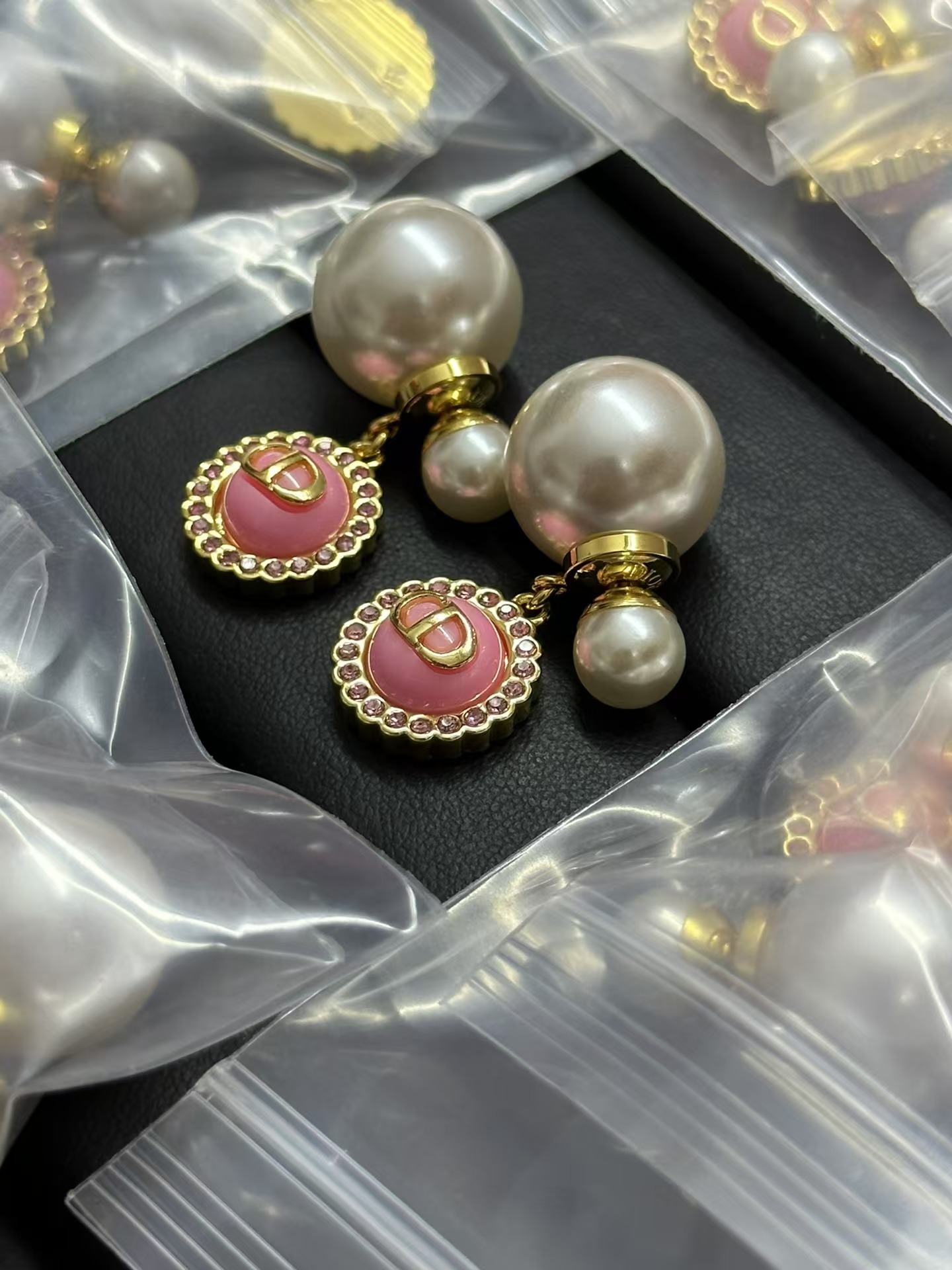 Dior Pink CD Tribales Pearl Earrings - Original Replica Club