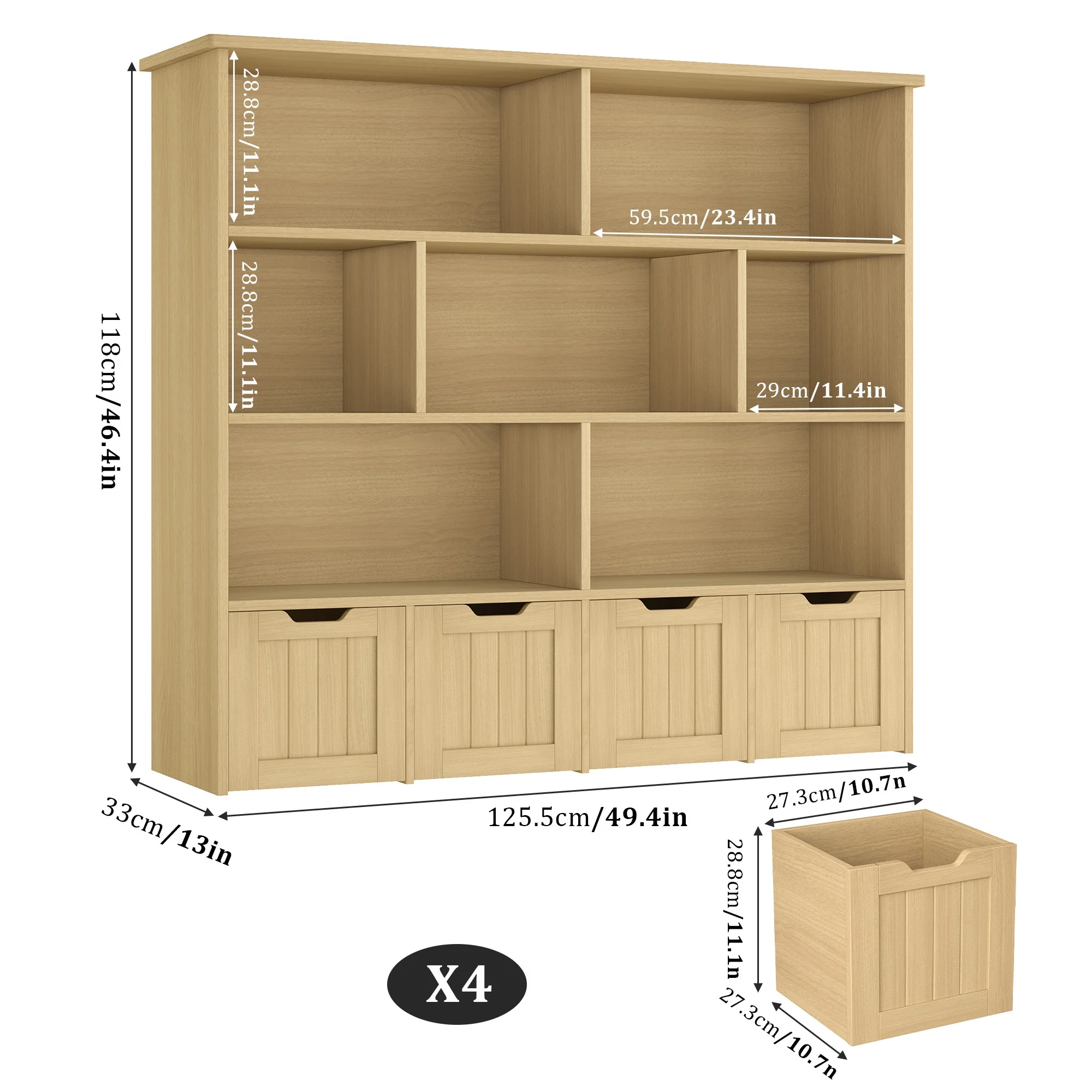Homfa 7 Cube Toy Storage Organizer, Kids Geometric Bookcase and Bookshelf with 4 Drawers, White - Image 19