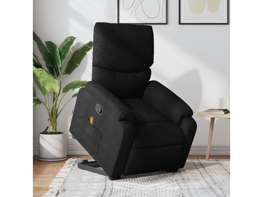 Sillón reclinable de masaje elevable tela negro