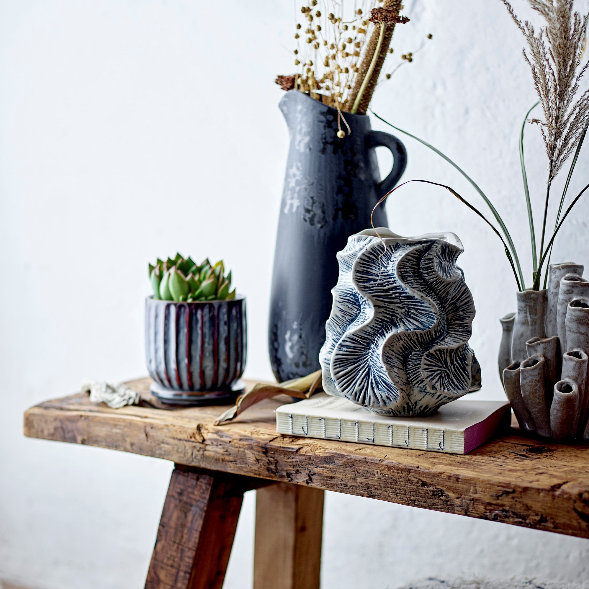 Bloomingville Saha Vaas - 18,5 x 16,5 x 13 cm - Naturel