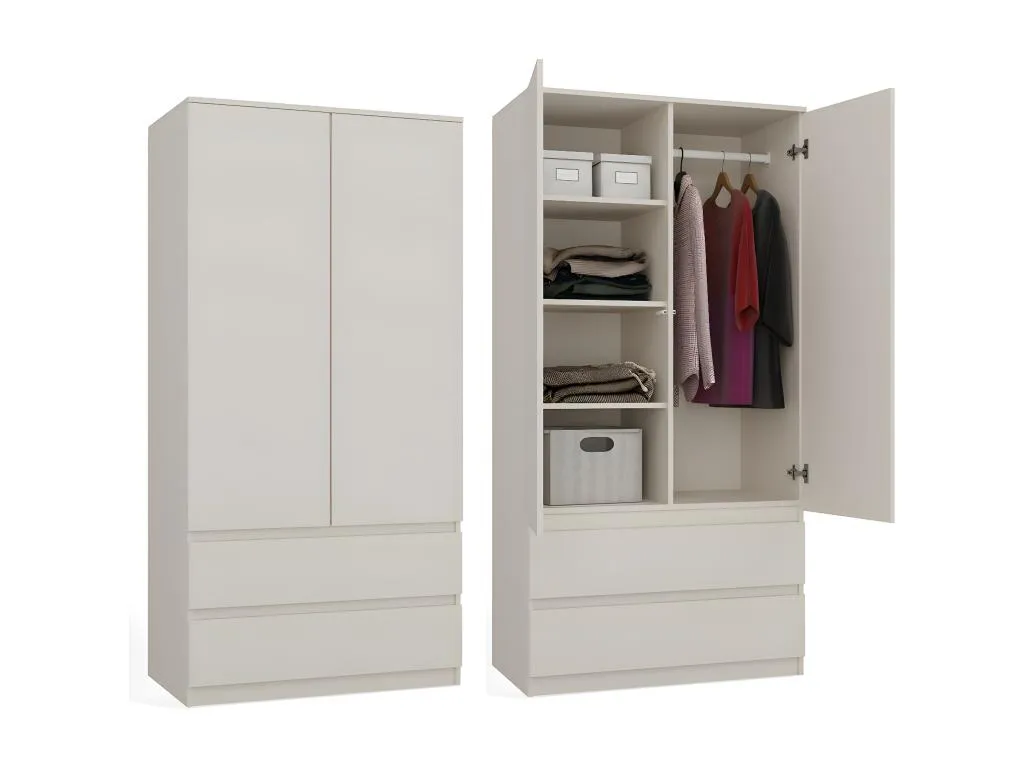 Decocasaes - Armario de dormitorio de estilo moderno - Armario multifunción - 2 puertas 2 cajones - Vestidor 28420ihrz