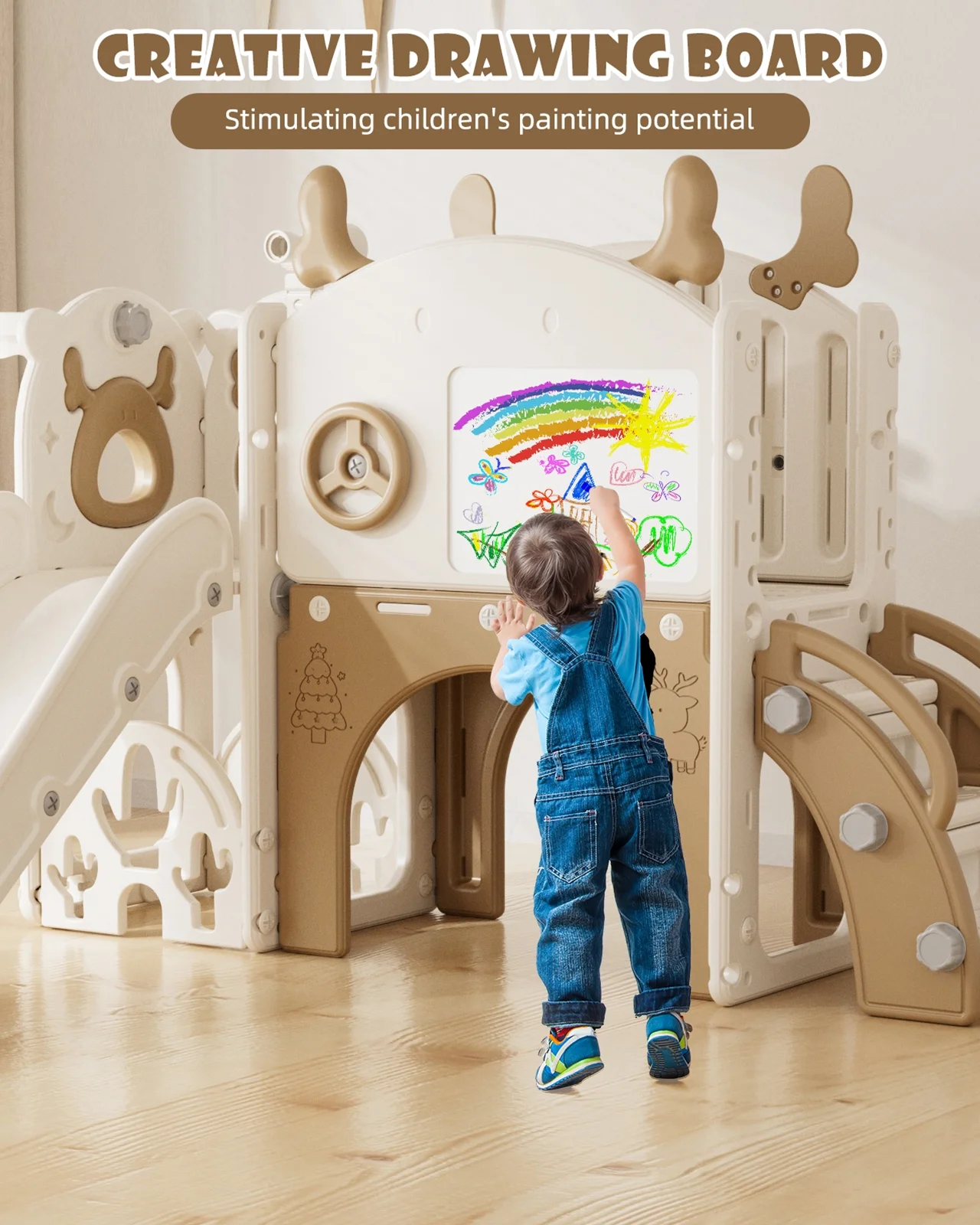 Korimefa 11-in-1 Toddler Slide Set with Golf, Basketball Hoop, Kids Slide for Toddlers Age 1-4, Climber Slip and Slides, Baby Outdoor Toys - Image 40