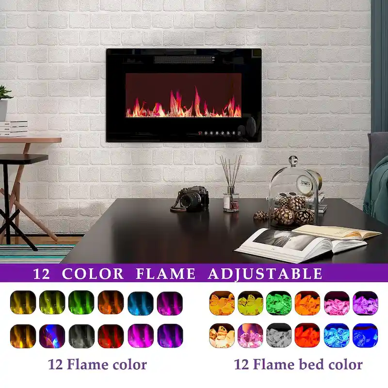 Electric Fireplace TV Stand Entertainment Center with LED Flame Effects and Remote Control