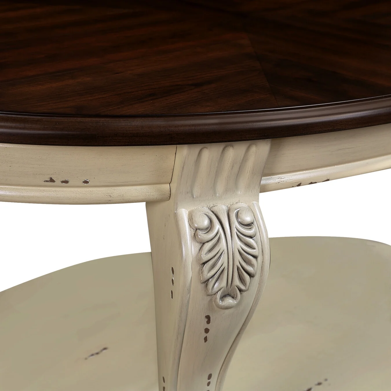 42" Oval Coffee Table with Storage Shelf, 2-Tier Solid Wood Cocktail Tea Table, Traditional Retro Center Table for Living Room, Bearing 400LBS, Cherry - Image 21