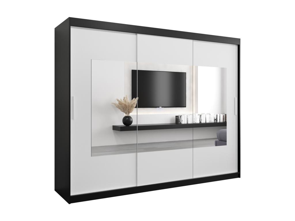 Armario Torino de puertas correderas 200/250/62 3 puertas (negro/blanco)
