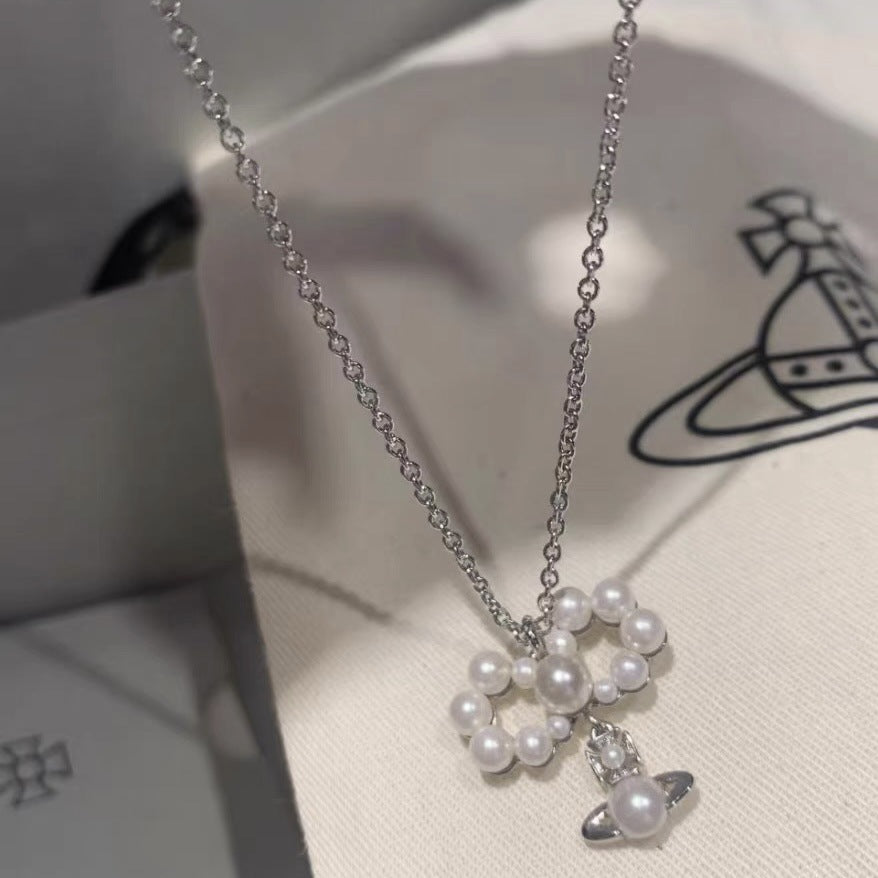 Vivienne Westwood Pearl Planet Pendant Necklace - Original Replica Club