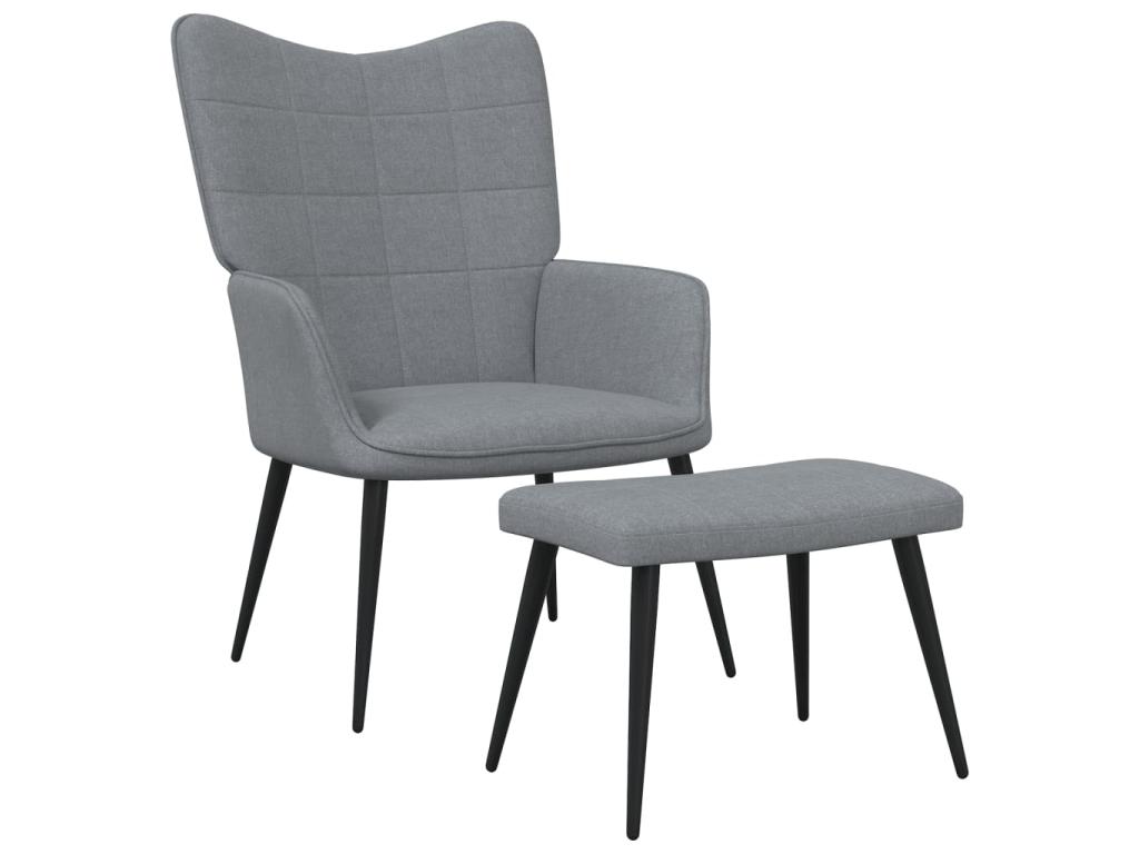 Sillón de relajación con taburete Tela gris claro