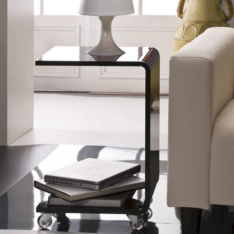 C-Shaped 100% Acrylic Accent Table for Indoor/Outdoor Use