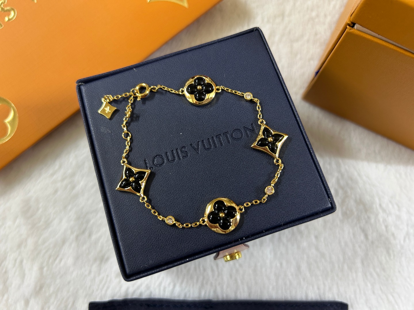 Louis Vuitton Black Carnelian Color Blossom Bracelet - Original Replica Club