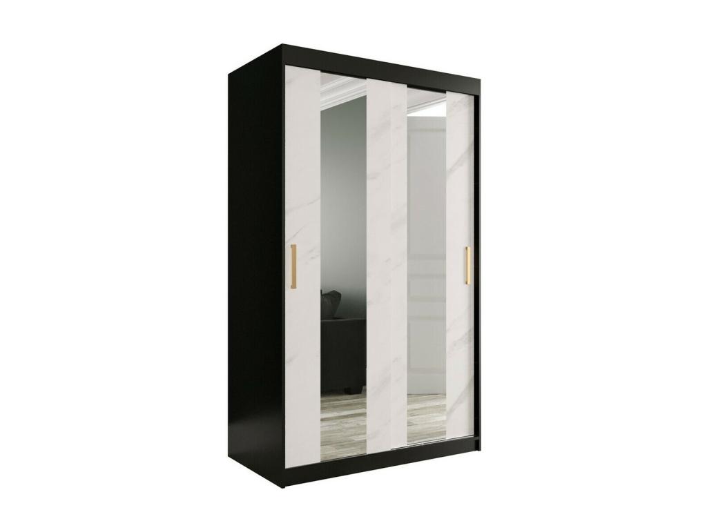 Armario Hartford 241, Mármol Lujodec|Negro mate, 200x120x62cm, Número de estantes: 5.00