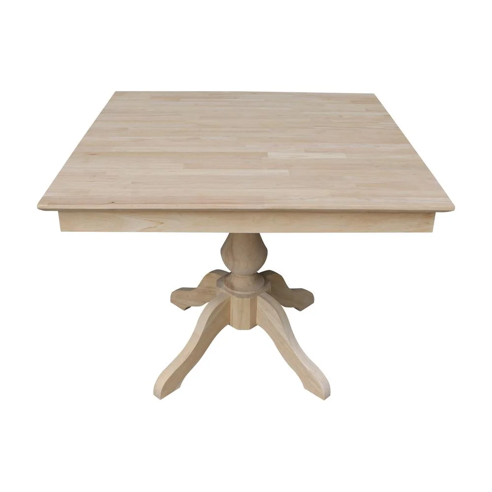 36" x 36" Natural Solid Wood Square Top Pedestal Table - 29.9" Height - Image 4