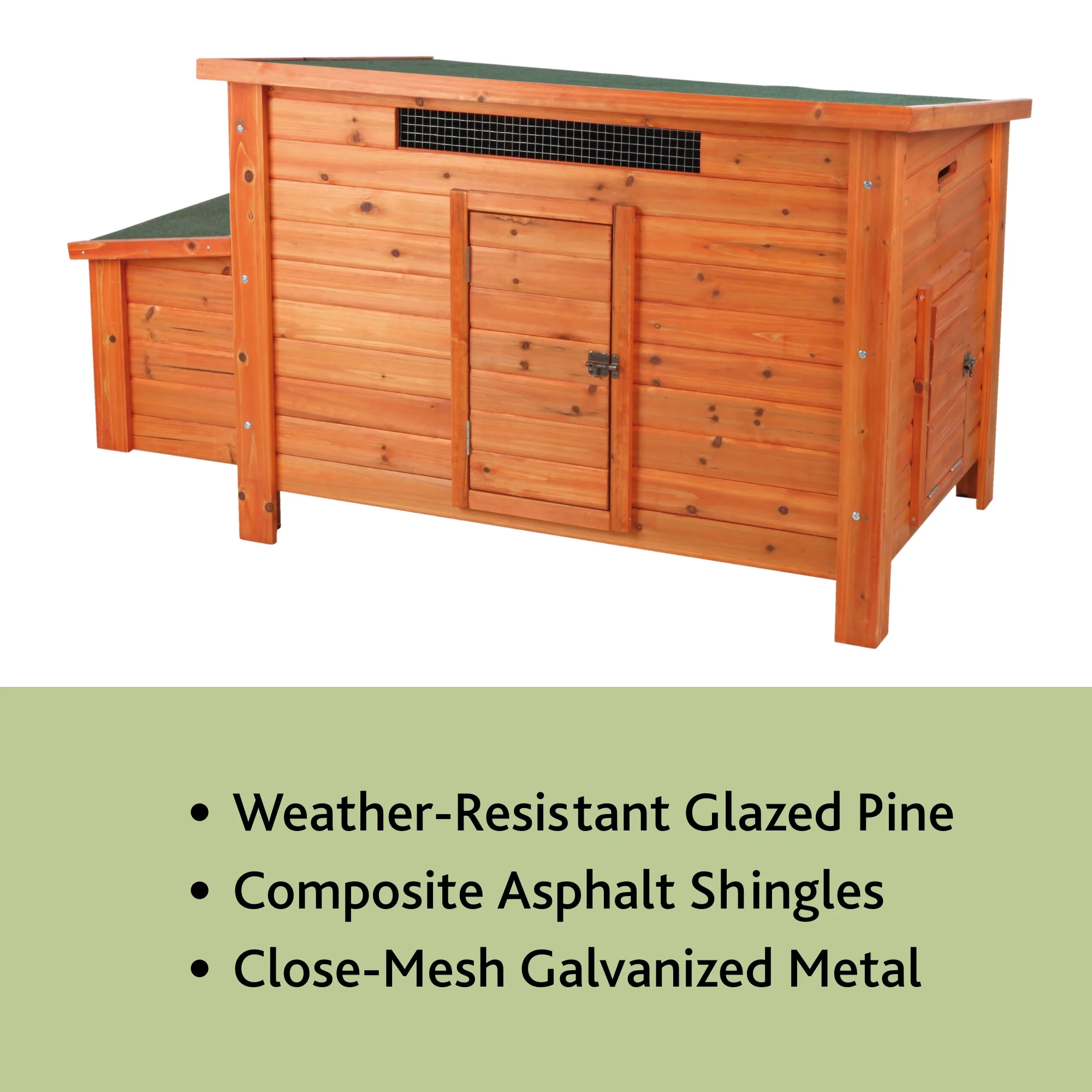 TRIXIE Weatherproof Outdoor Wooden Chicken Coop with 2 Nesting Boxes & Run, Brown - Image 6