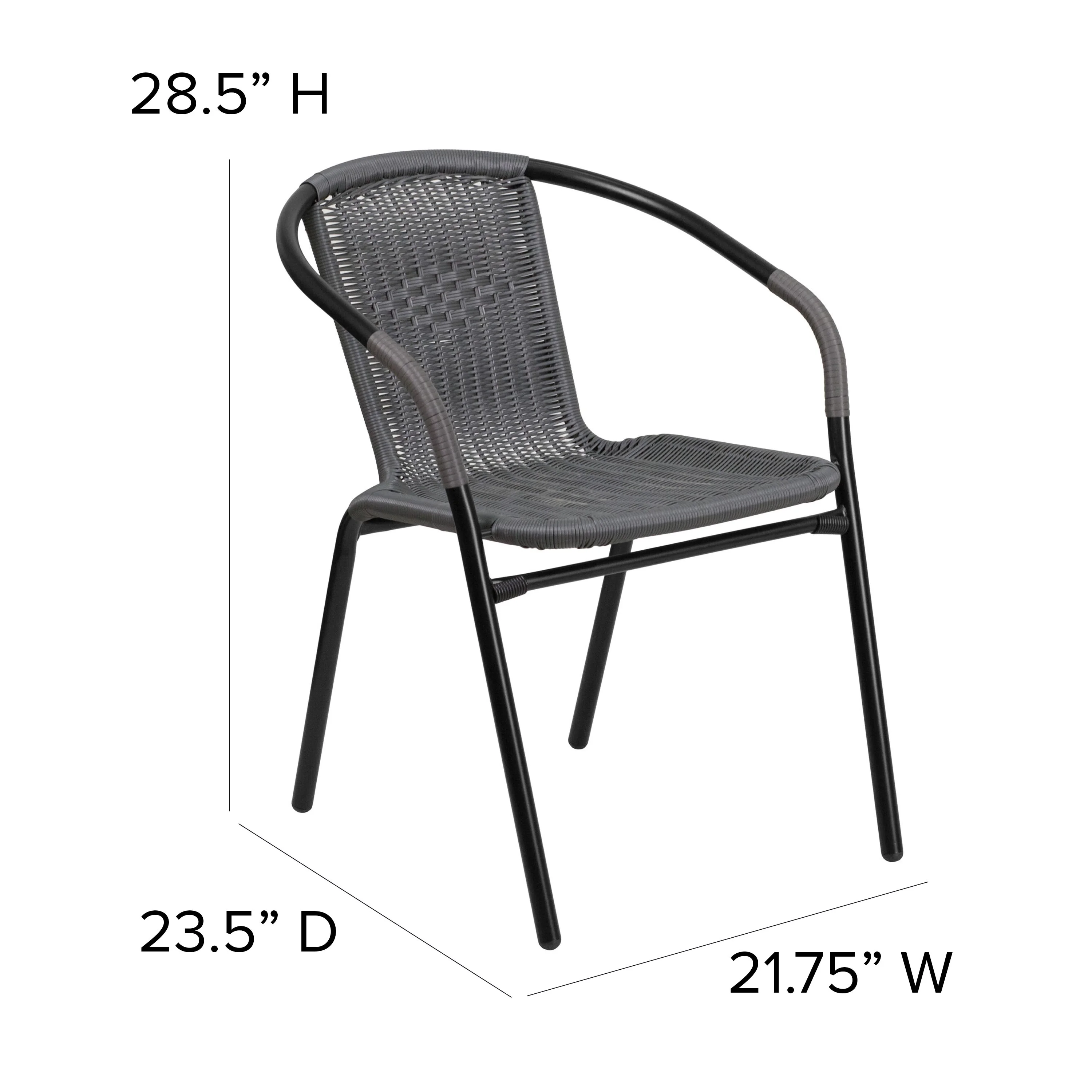 Emma + Oliver Indoor/Outdoor Stacking Rattan Restaurant Patio Chairs, Set of 2, Gray - Image 6