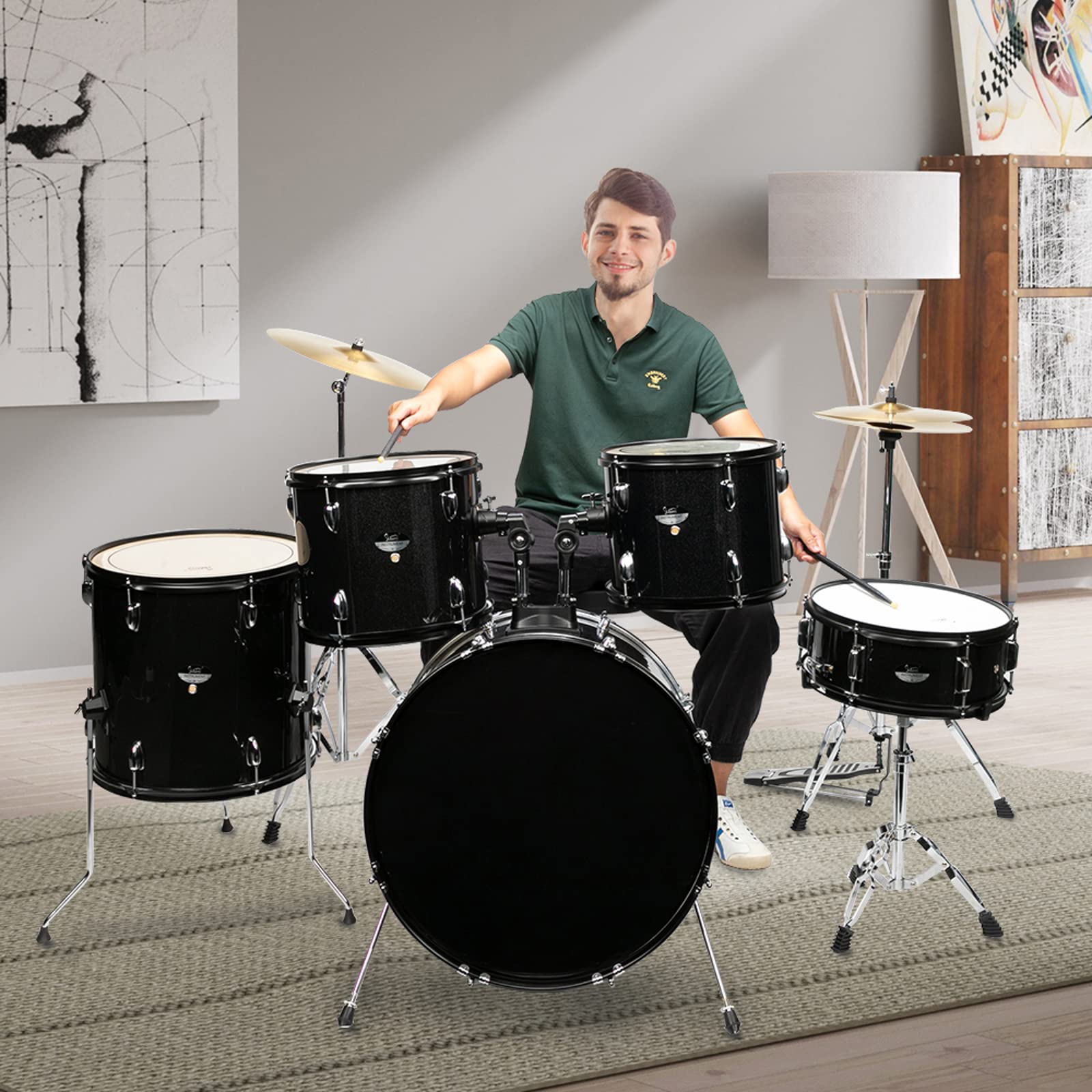 Ktaxon 5-Piece Adult Drum Set, 22 Inch Full-Size Drums Kit - Image 3 Ktaxon 5-Piece Adult Drum Set, 22 Inch Full-Size Drums Kit - Image 3