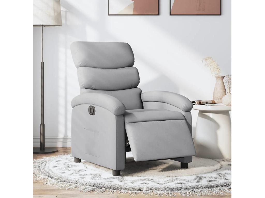 Sillón reclinable eléctrico tela gris claro