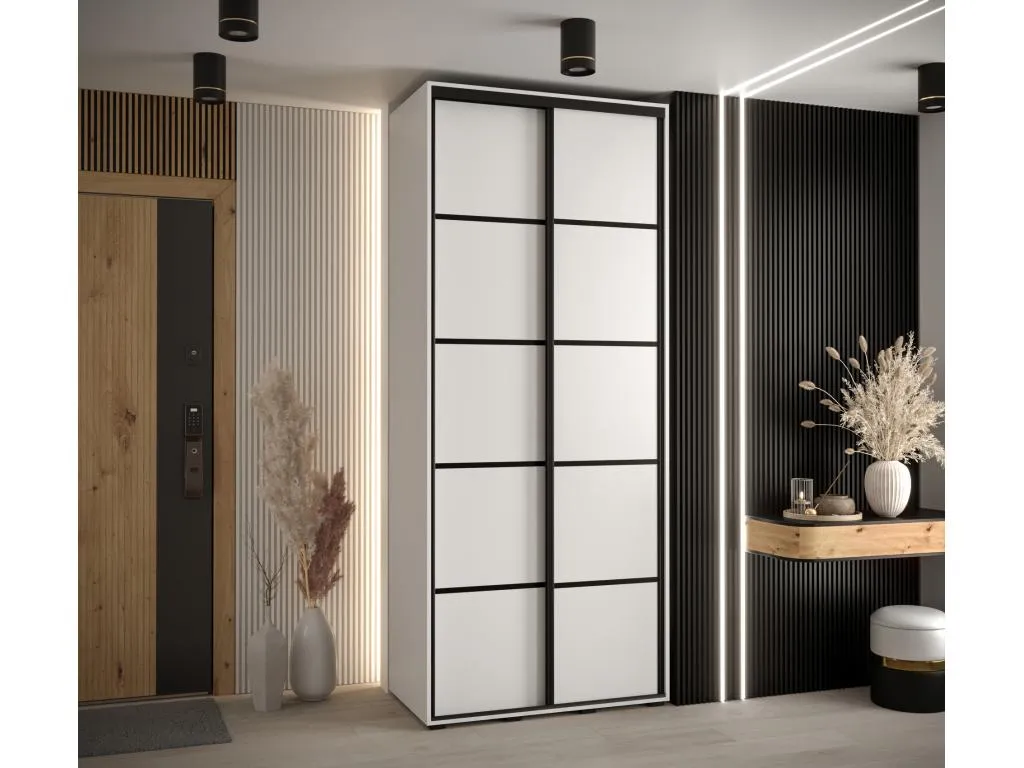 ARMARIO Hogarmini 4 DE PUERTAS CORREDERAS 235.2/110/60 2 puertas (Blanco/Blanco/Negro) 81322ggnk