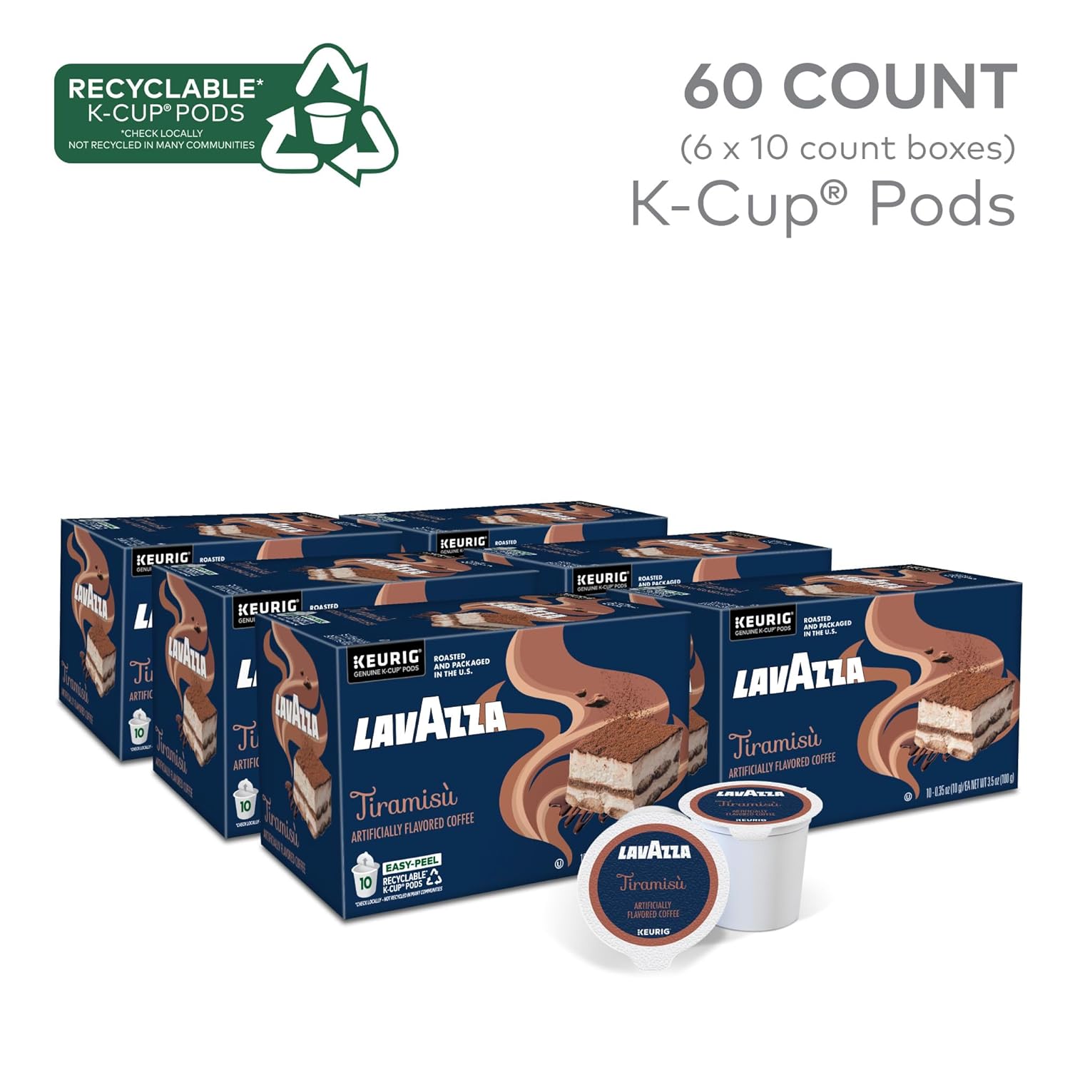 Lavazza Tiramisù Coffee. Single Serve Keurig K-Cup Pods. Flavored Coffee. 60-Count Box (6 Packs of 10)