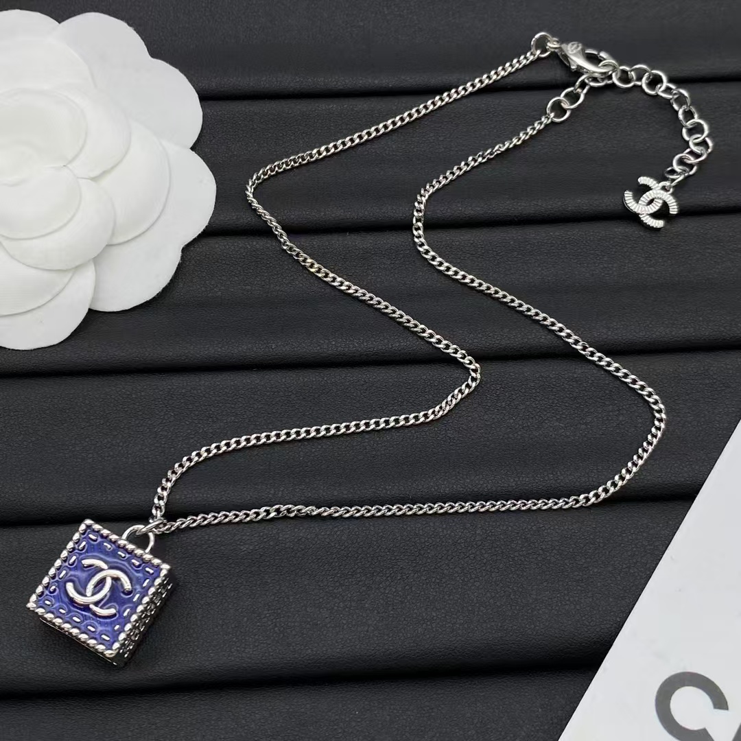 Chanel Denim Cube Pendant Necklace - Original Replica Club