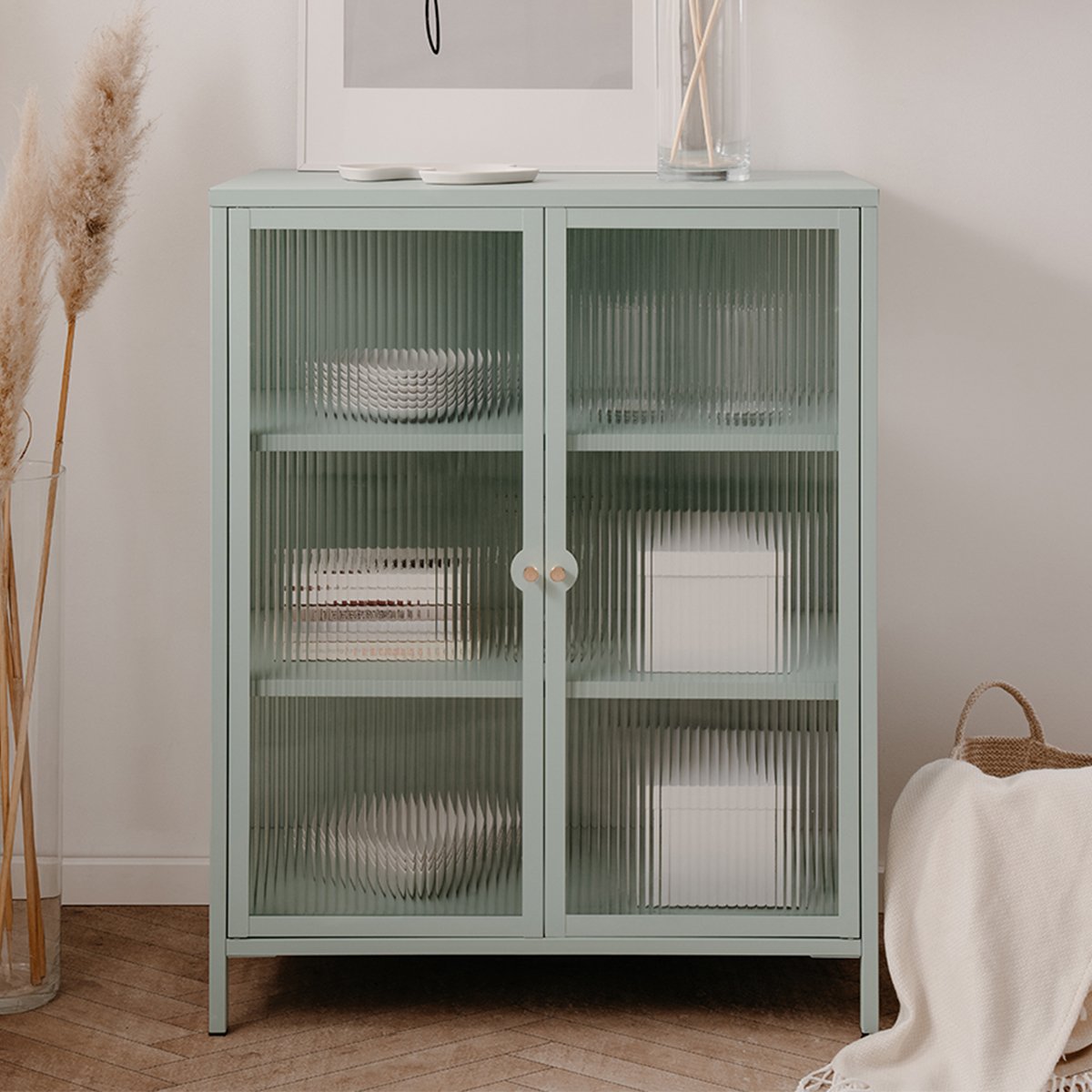 Calicosy - Opbergkast Milton - 80 cm - Glas en metaal