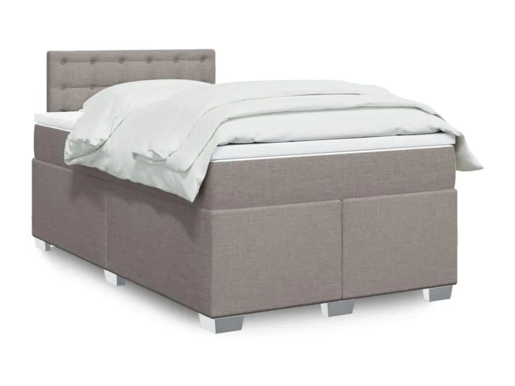 Cama box spring con colchón tela gris taupe 120x190 cm wet3521925