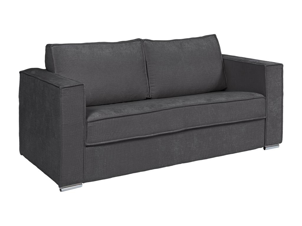 Sofá cama de 4 plazas de apertura rápida de tela texturizada azul petróleo - Somier de láminas anchas de 160 cm - Colchón de 14 cm LORETO