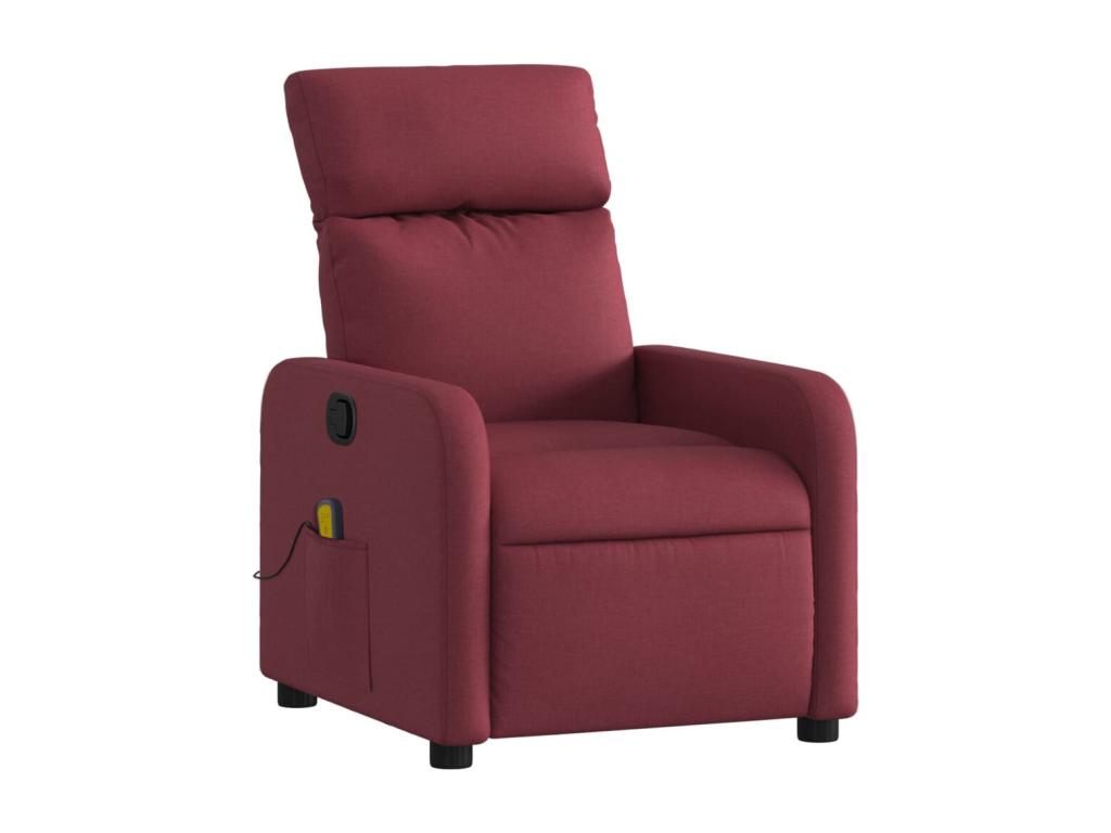 Sillón de masaje reclinable de tela color vino tinto