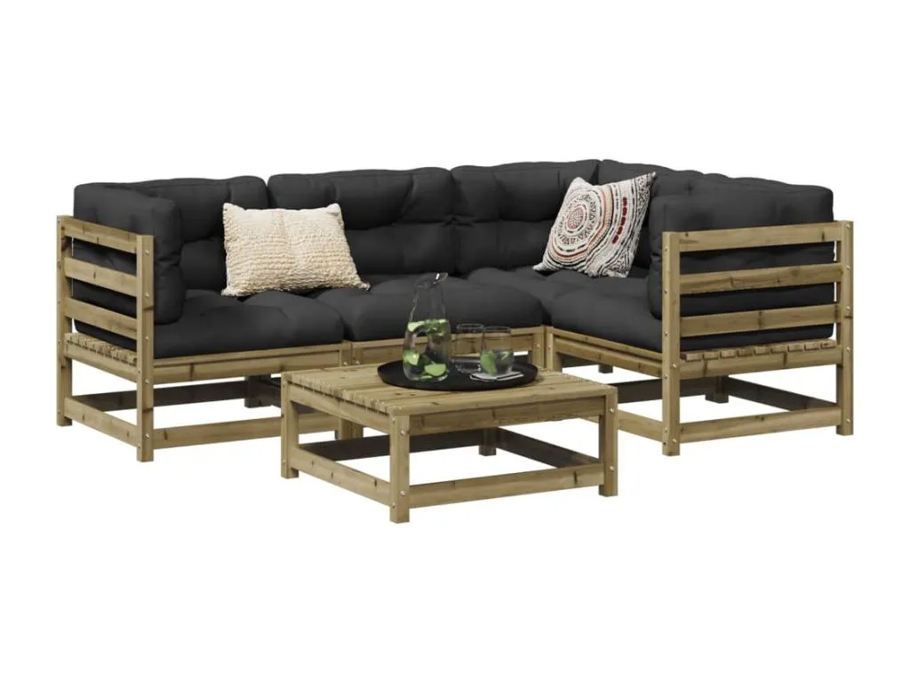 Set de sofás jardín 5 piezas con cojines Vivircalido impregnada 46715giwb