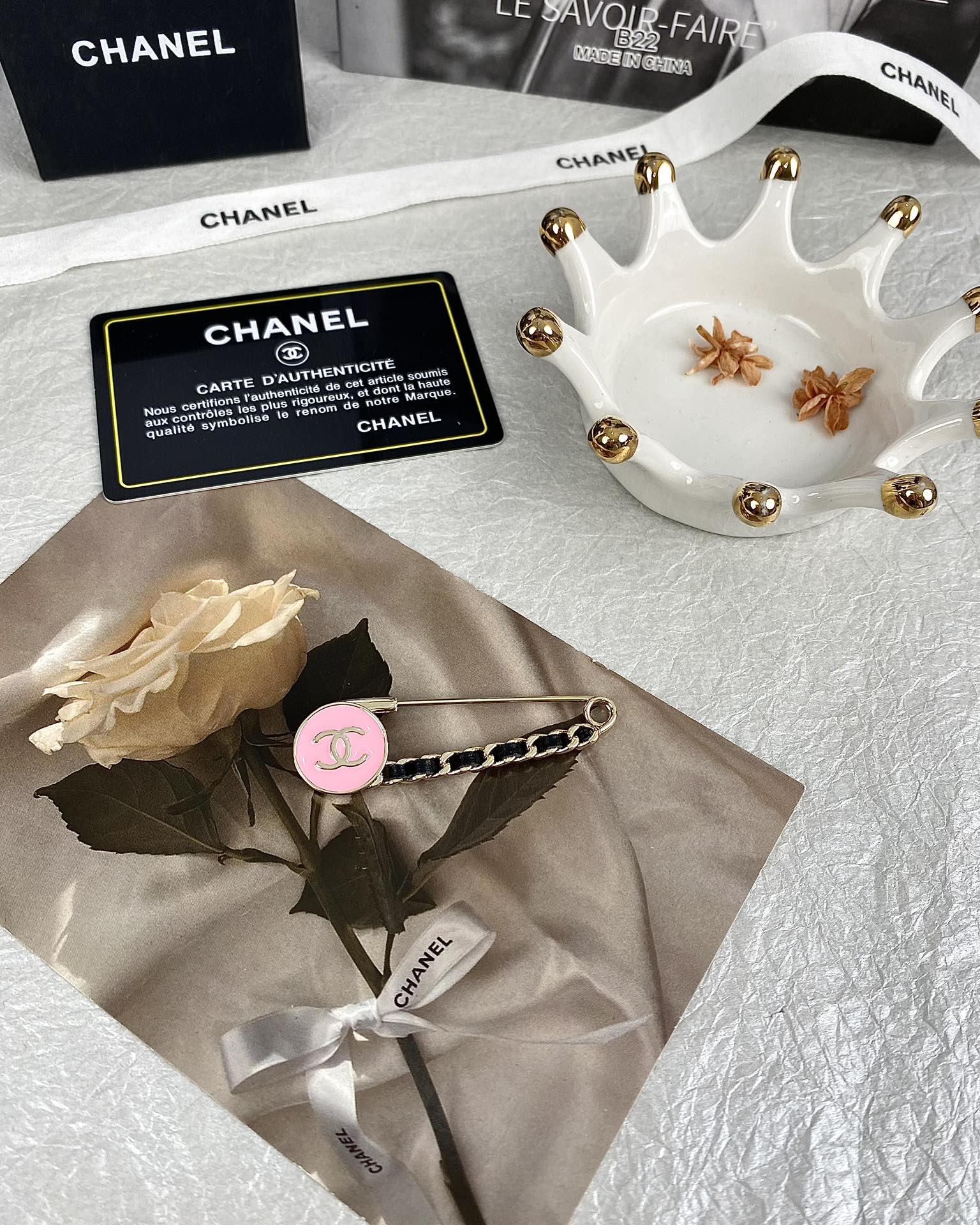 Chanel Pink Enamel Pin Brooch - Original Replica Club