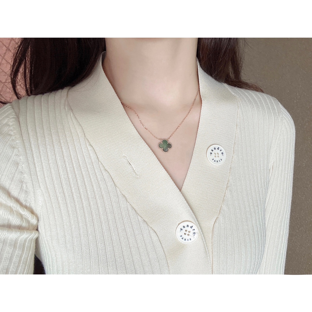 VCA Rose Gold Gray Mother of Pearl Clover Pendant Necklace - Original Replica Club