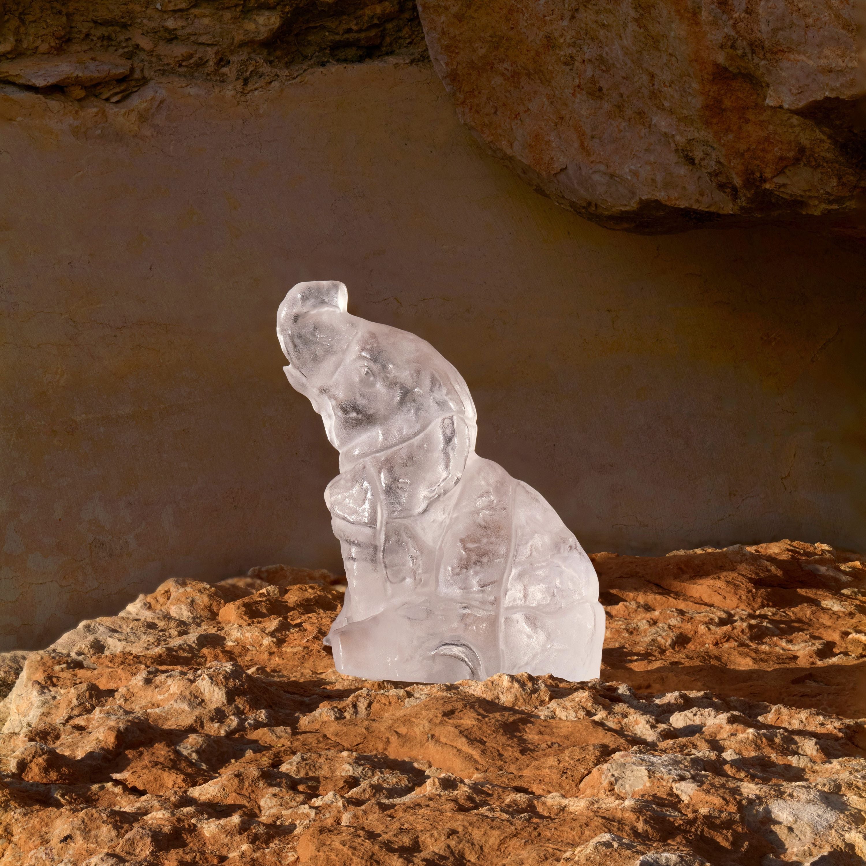 SCULPTURE ÉLEPHANTEAU - CRISTAL INCOLORE