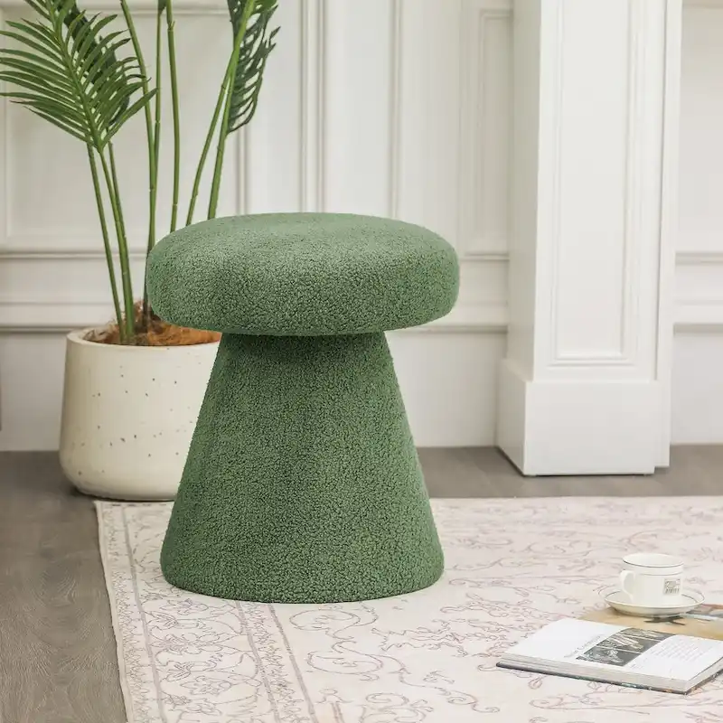 Adeco Large Soft Mushroom Ottoman - Versatile Foot Stool for Living Room and Bedroom