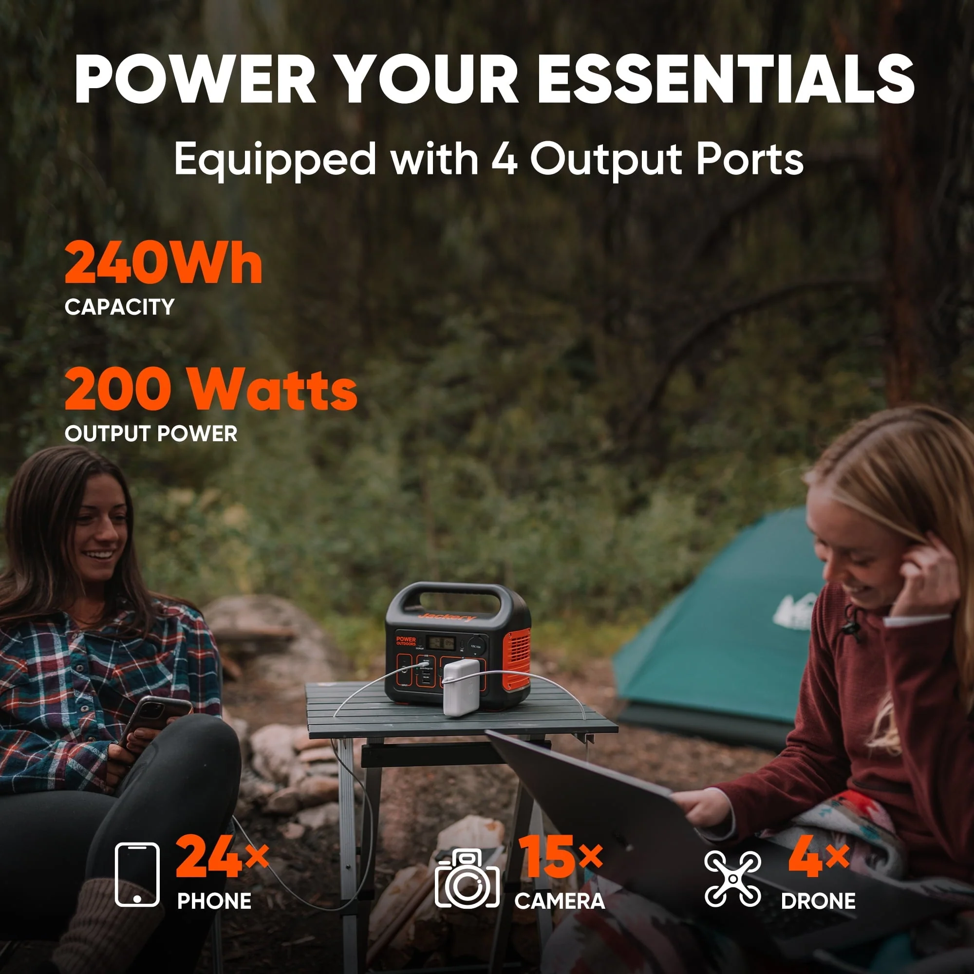 Jackery Explorer 240 Portable Power Station, 240Wh Backup Lithium Battery, 110V/200W Pure Sine Wave AC Outlet, Solar Generator (Solar Panel Not Included) for Outdoors Camping Travel Hunting Emergency - Image 3