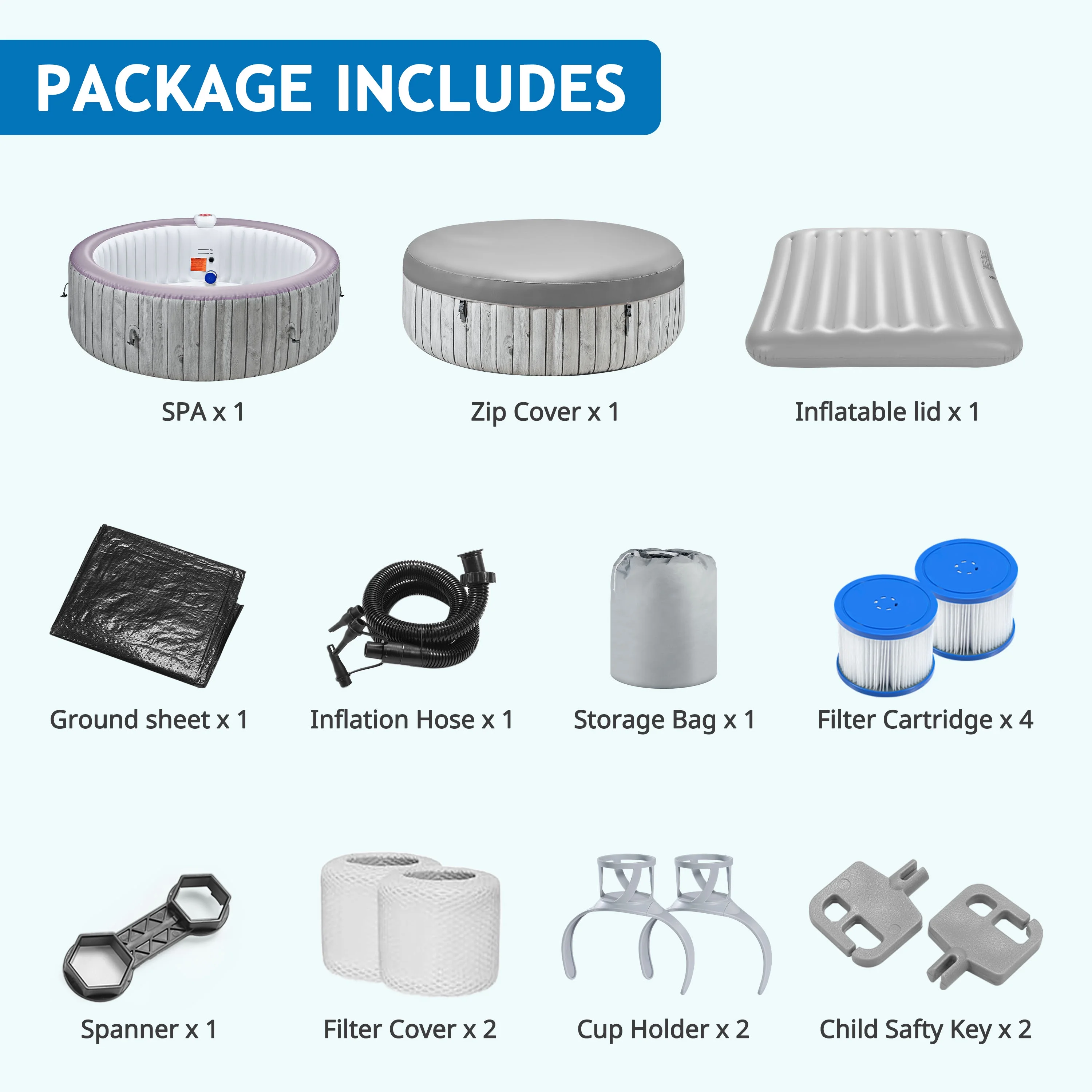 SEGMART 4-6 Person Inflatable Hot Tub Spa with 130 Jets, 82" Outdoor Spa Blow Up Hottub, Outdoor Portable Hottub with Insulated Cover, Floor Protector - Image 20