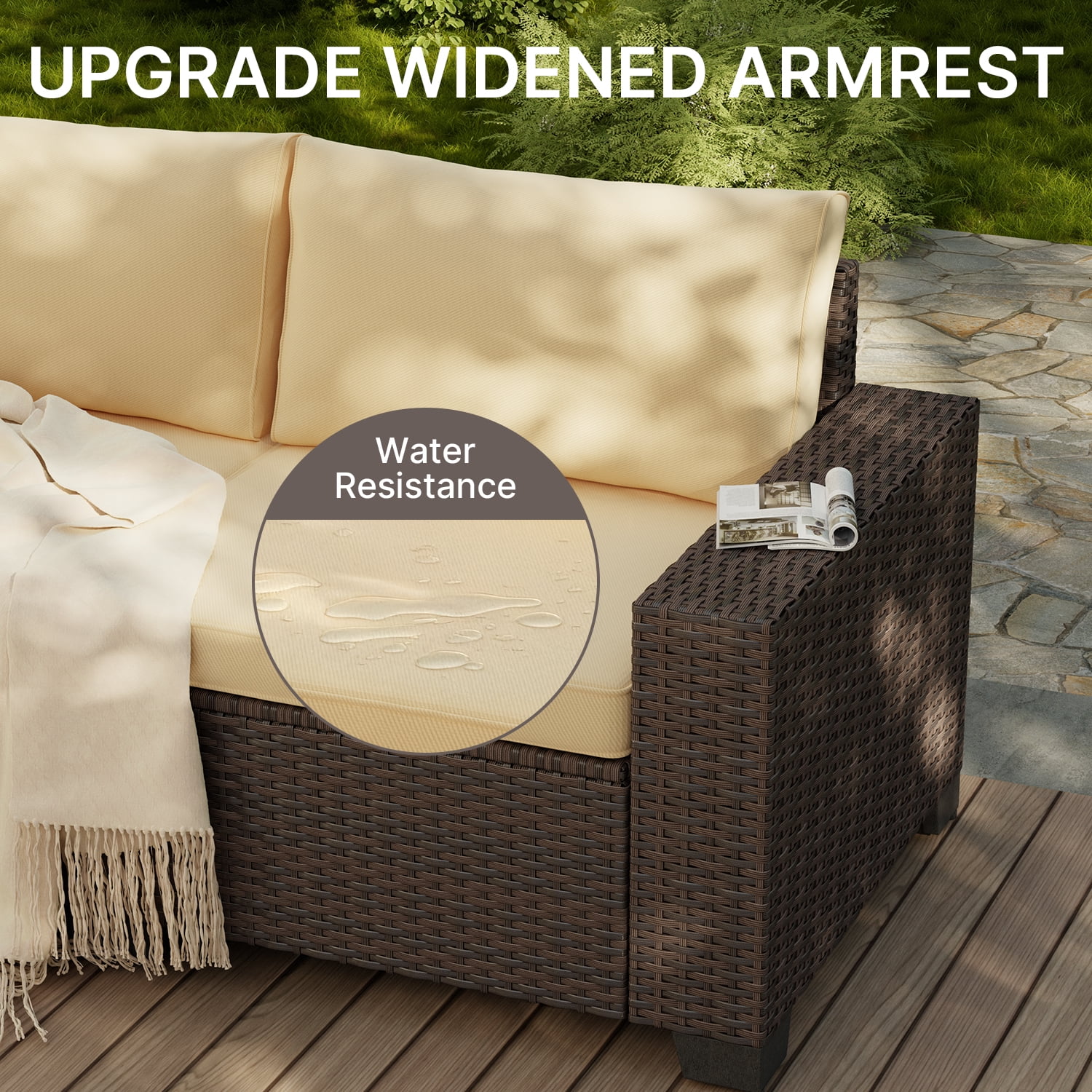 Aiho 7-Piece Rattan Patio Furniture Set , Outdoor Sectional Furniture Set for Patio, Garden, Backyard, Grey - Image 40