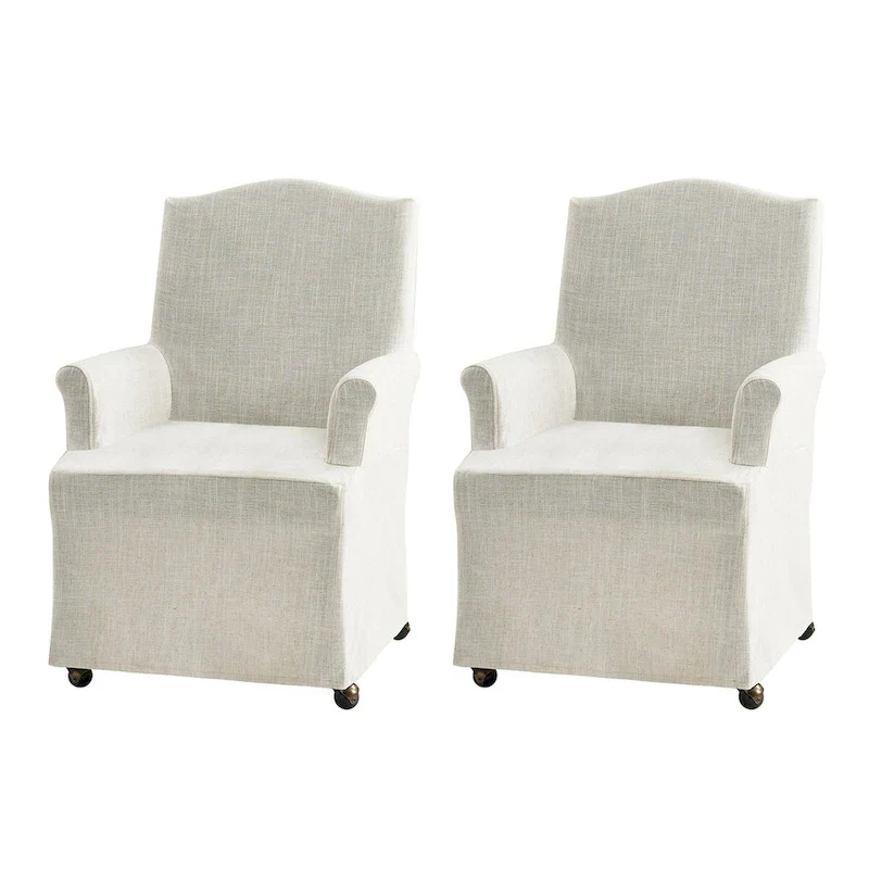 Set of 2 Alethea Upholstered Dining Chairs with Slipcovers and Solid Wood Legs by HULALA HOME