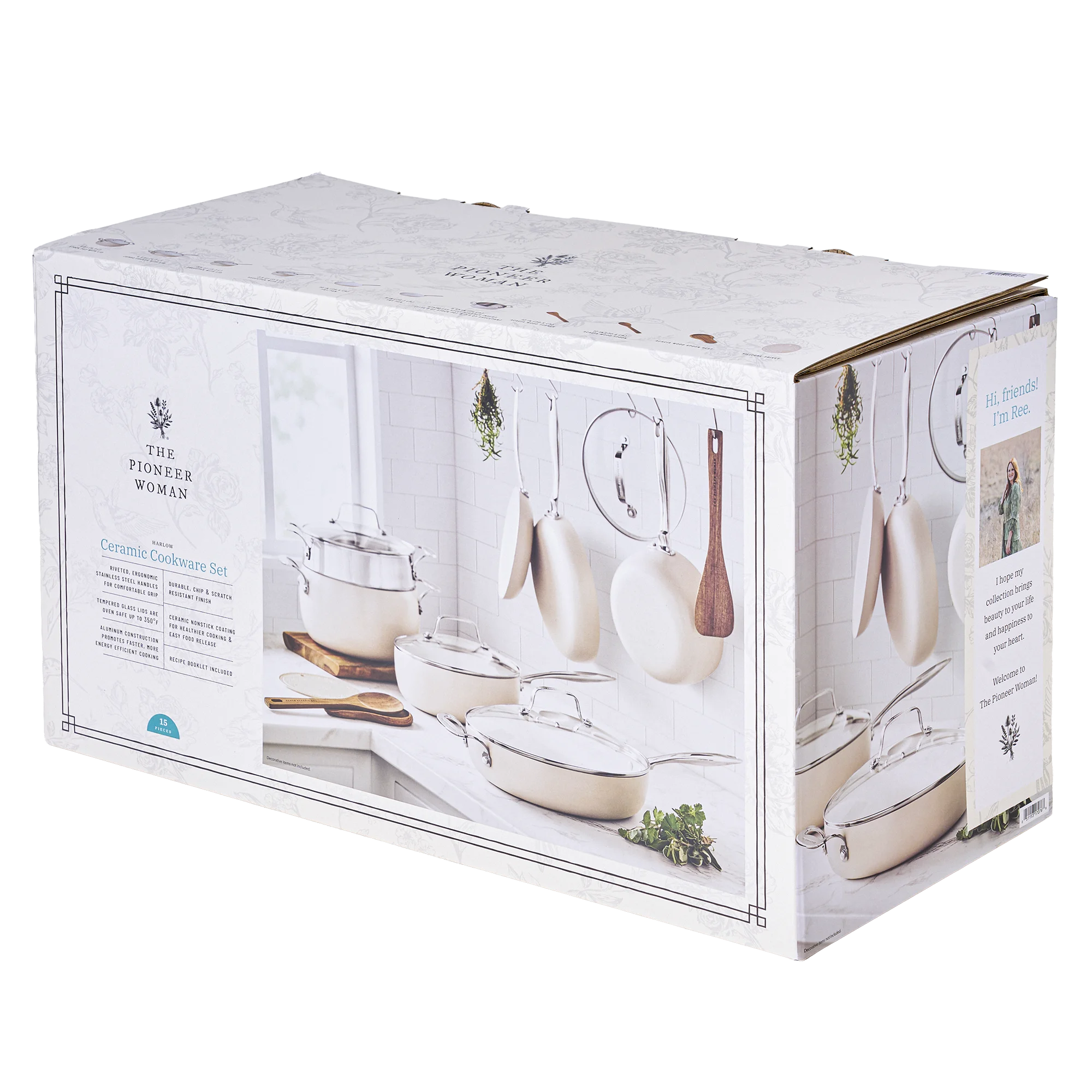 The Pioneer Woman Harlow 15-Piece Cookware Set, Ceramic Non-Stick Pots and Pans Set, Taupe - Image 23