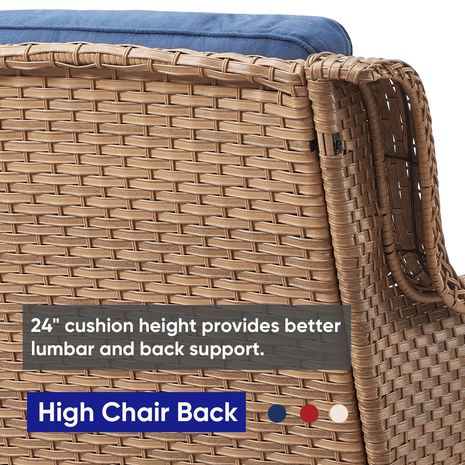 POCASSY 3 Piece Patio Set Outdoor Wicker Glider Rocking and Swivel Chairs with Cushions - Image 31