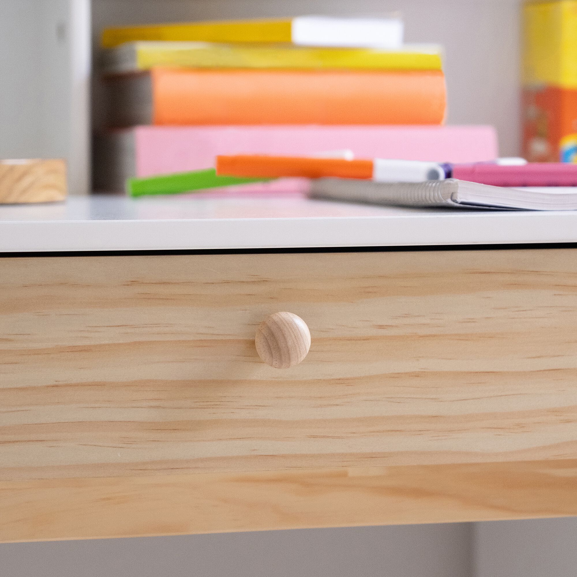 DIEGO - Bureau enfant avec rangement en bois - blanc