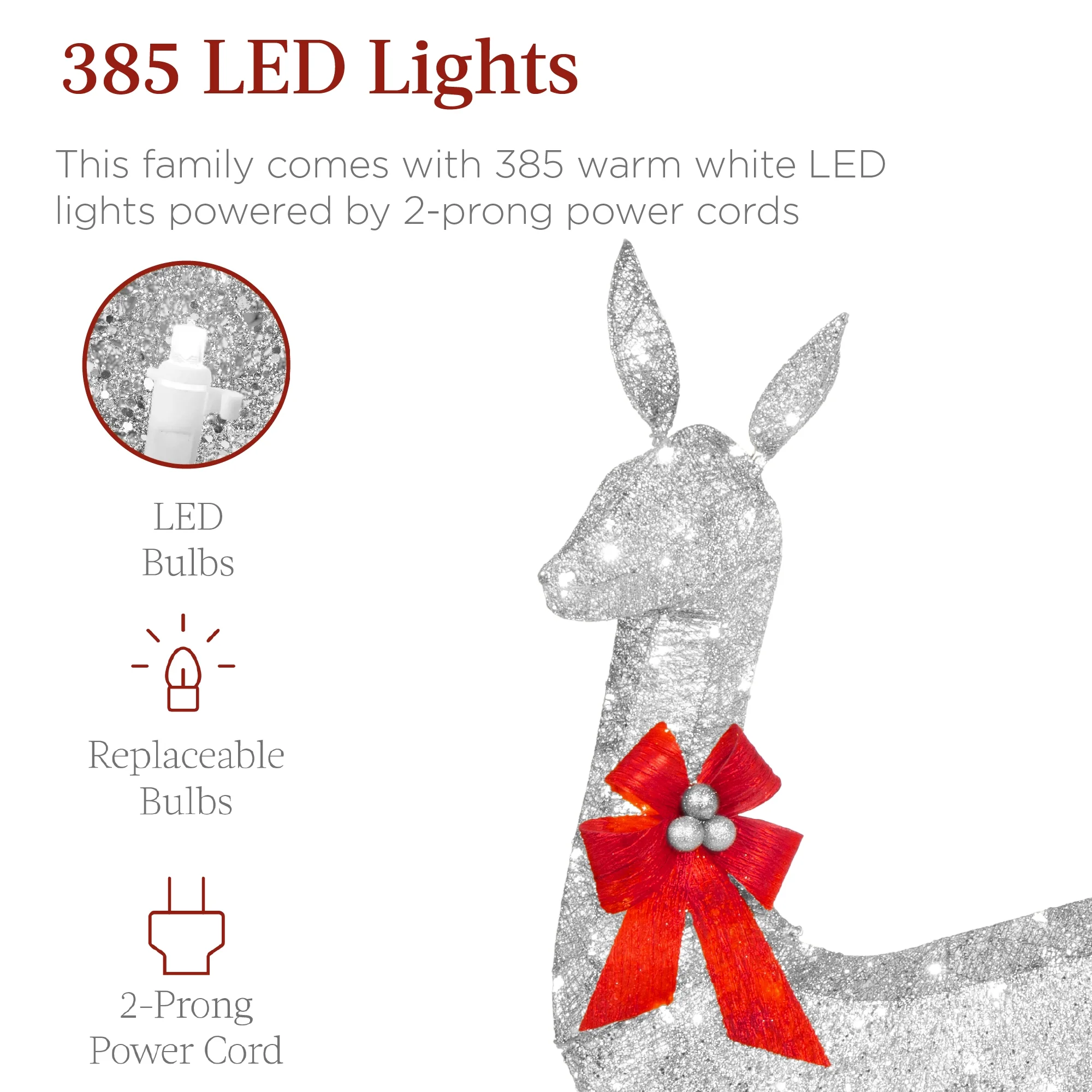 Best Choice Products 6.5ft 3-Piece Lighted Christmas Deer Set Outdoor Yard Decoration w/ 385 LED Lights, Stakes - Gold - Image 14