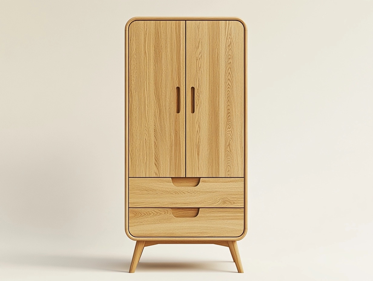 Armario moderno de madera natural 80x40x150cm para dormitorio almacenamiento con puertas y cajones estilo escandinavo