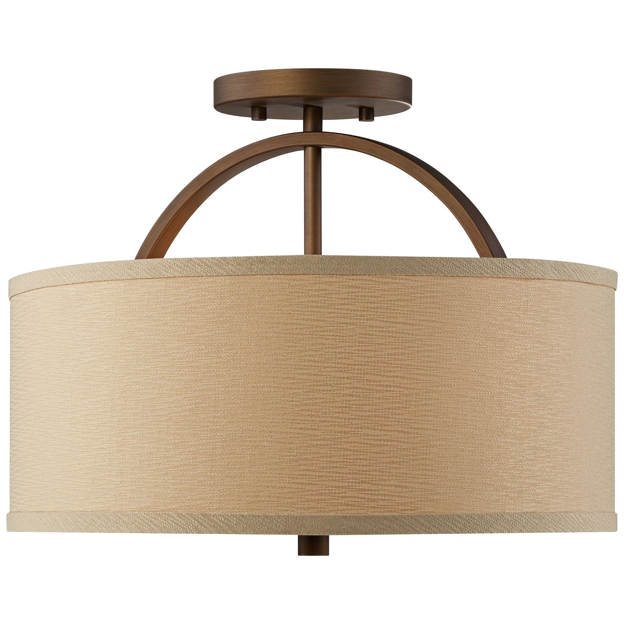 Possini Euro Design Halsted Modern Ceiling Light Semi Flush Mount Fixture 15" Wide Brushed Bronze 2-Light Oatmeal Linen Drum for Bedroom Living Room - Image 5