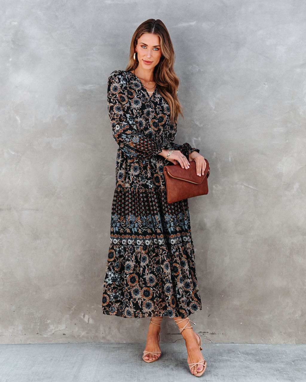 Gracie Printed Chiffon Midi Dress - Se7enfashion