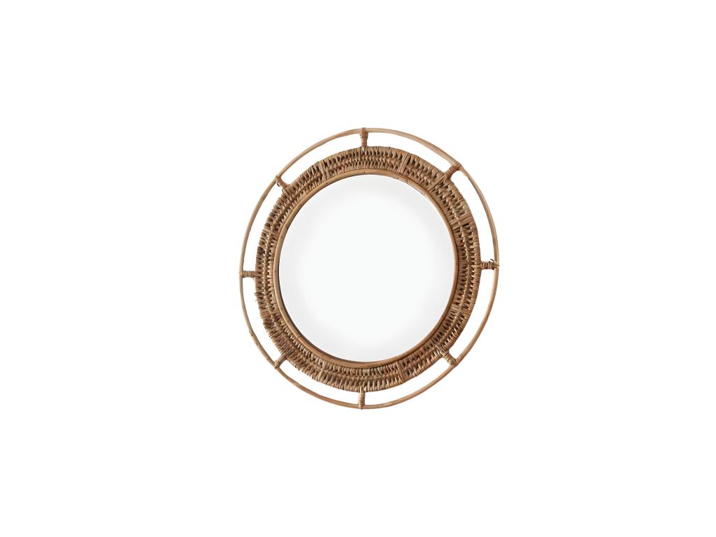 Espejo redondo vintage de ratán beige D40