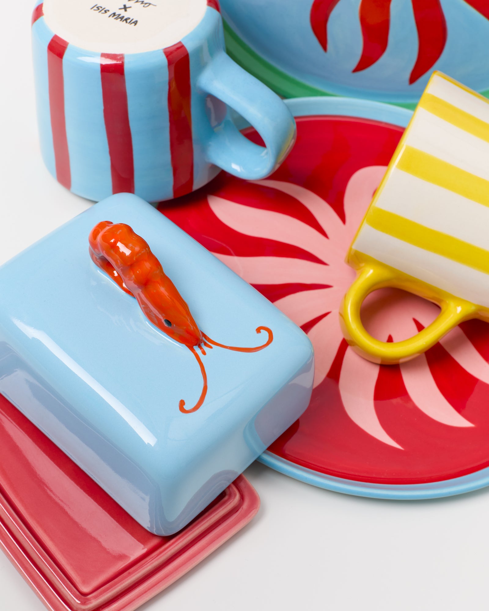 MaM x Isis Maria Geschirr-Set Palm Stripe mix 5-teilig