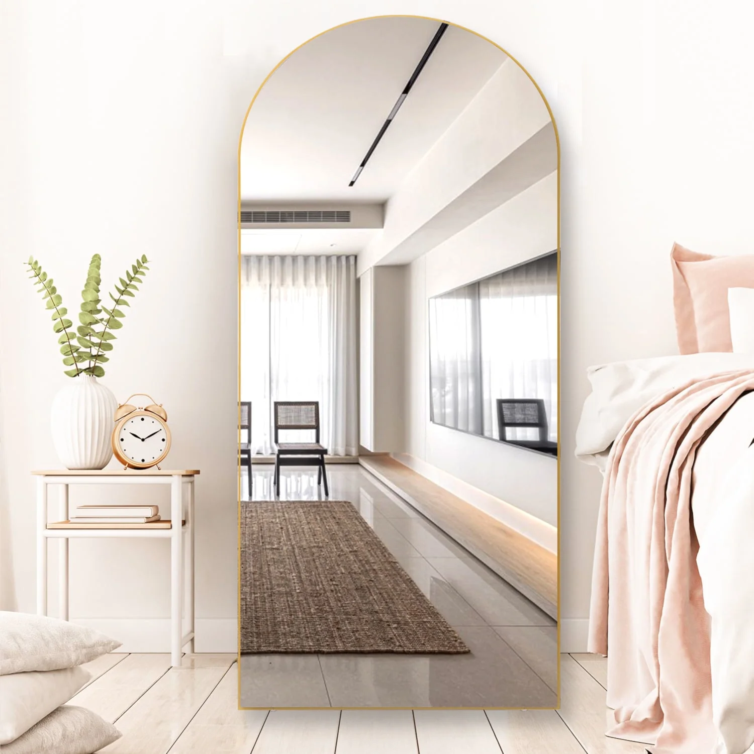RACHMADES 65"x24" Arch Mirror Full Length Full Body Mirror Arched Floor Mirror with Stand Tall Mirror Long Gold Mirror FULL Length - Image 5