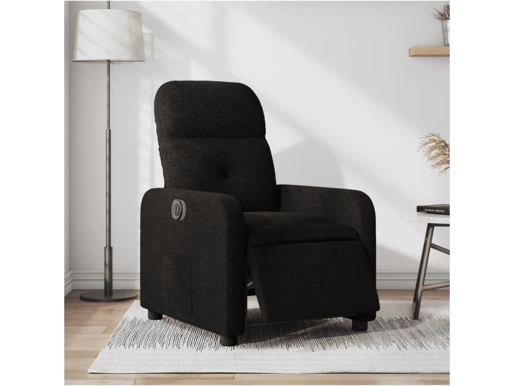 Sillón reclinable eléctrico de tela negro