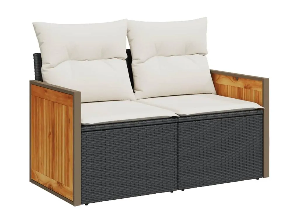 Set de sofás de jardín 12 piezas cojines ratán sintético negro 52645IOHU