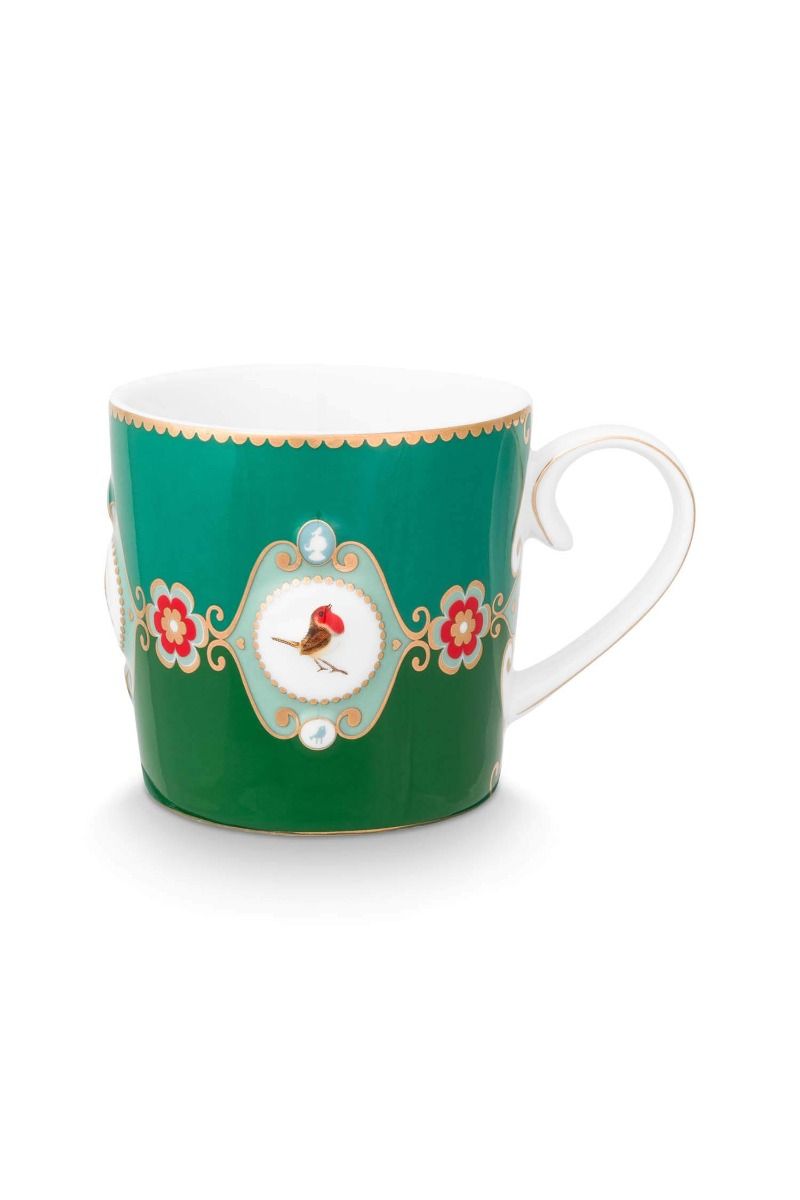 Mug Small Love Birds Medallion Emerald-Green