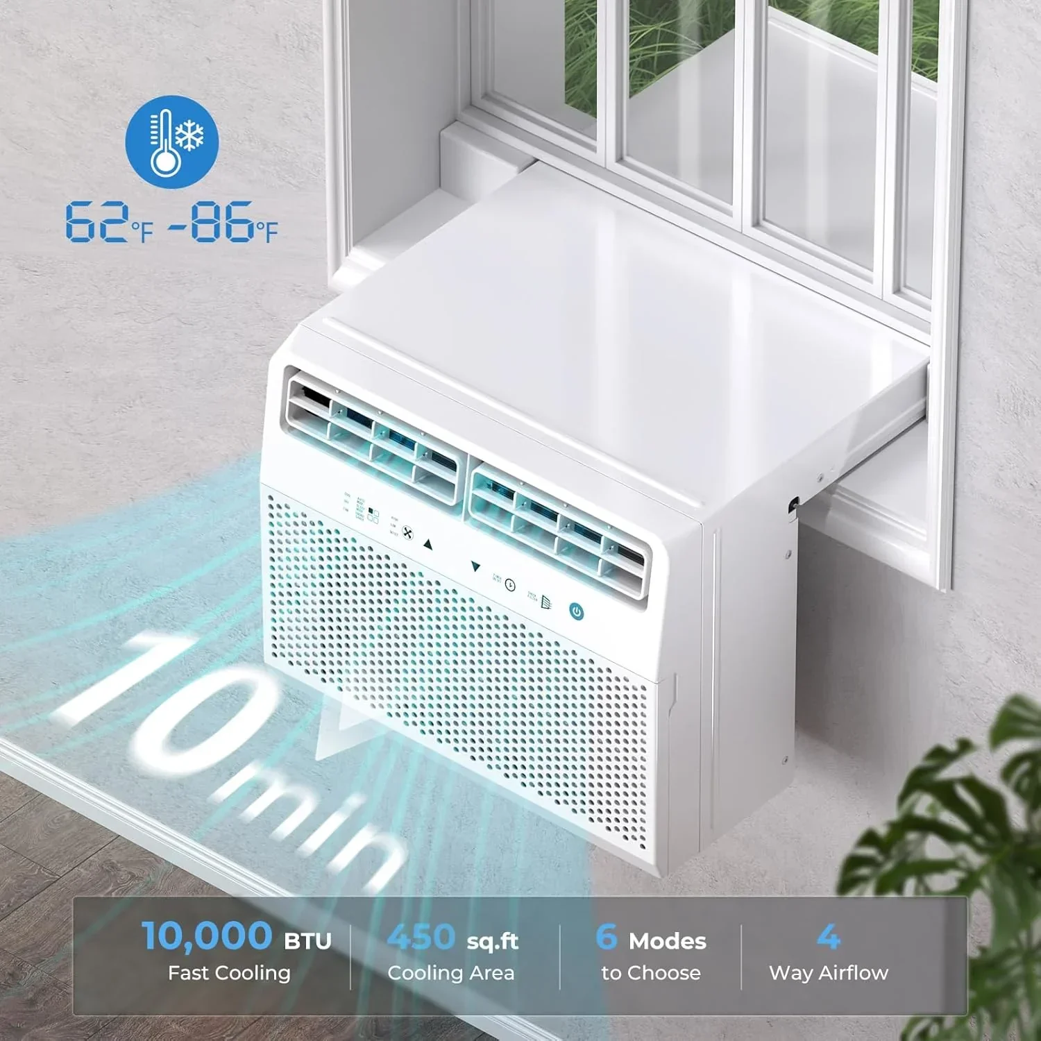 Antarctic Star U-Shaped Air Conditioner Window 12000BTU Ultra Quiet Window Air Conditioner Cools